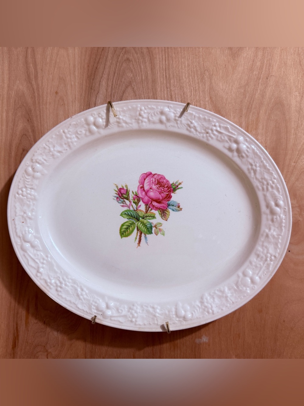 Vintage 1930’s Homer Laughlin Eggshell Platter with Pink Rose